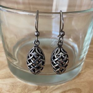 .925 Sterling Silver Earrings Pine Cone Shaped